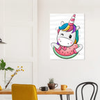 Poster illustrato con unicorno colorato per cameretta e nursery bambini
