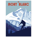 Poster Mont Blanc illustrato in stile vintage, paesaggio alpino
