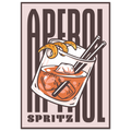 Poster Aperol Spritz vintage con bicchiere cocktail e scritta tipografica, wall art aperitivo italiano