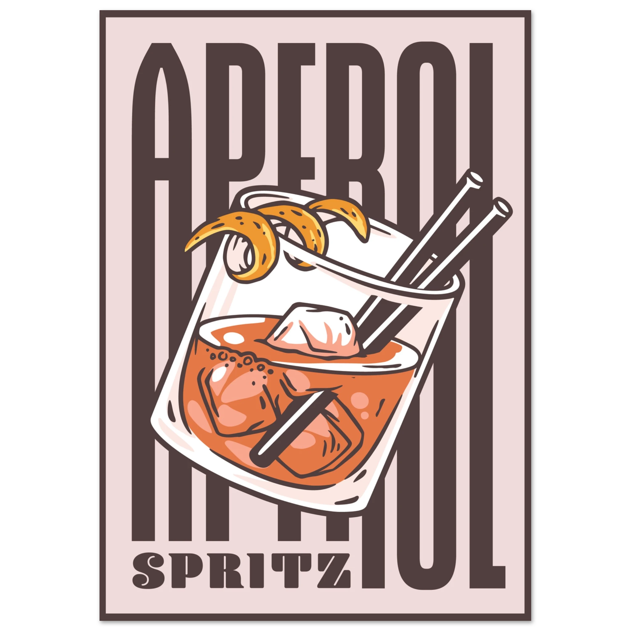 Poster Aperol Spritz vintage con bicchiere cocktail e scritta tipografica, wall art aperitivo italiano