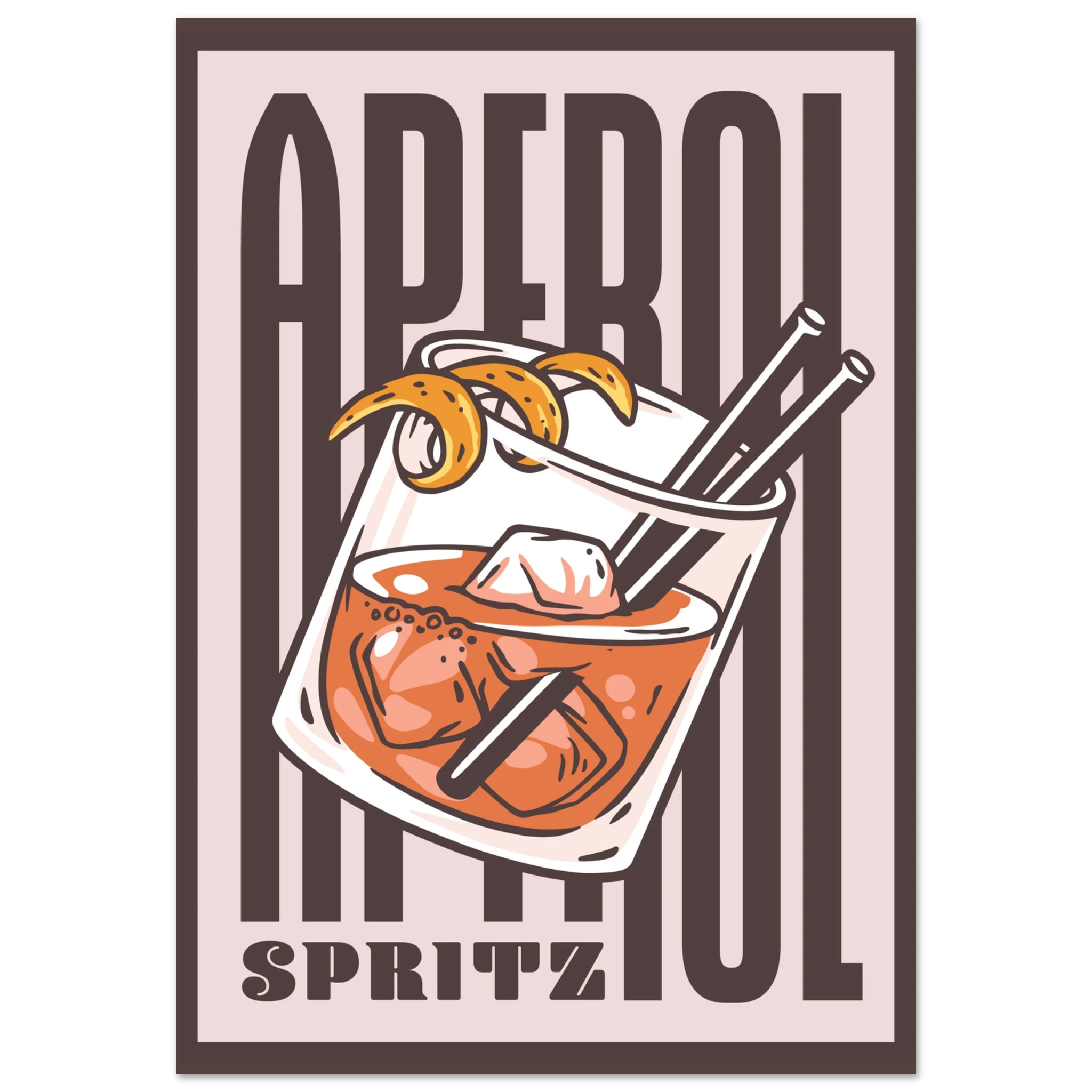 Poster Aperol Spritz vintage con bicchiere cocktail e scritta tipografica, wall art aperitivo italiano