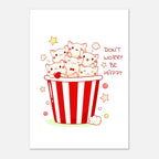 Poster per bambini con gatto illustrato e frase ironica in stile moderno