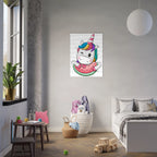 Poster illustrato con unicorno colorato per cameretta e nursery bambini
