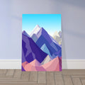 Poster montagna in stile arte moderna con vette colorate stilizzate