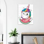 Poster illustrato con unicorno colorato per cameretta e nursery bambini