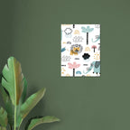 Poster illustrati per cameretta bambini con animali e personaggi colorati