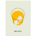 Poster minimal Whiskey with Ice con bicchiere stilizzato e ghiaccio, design moderno elegante