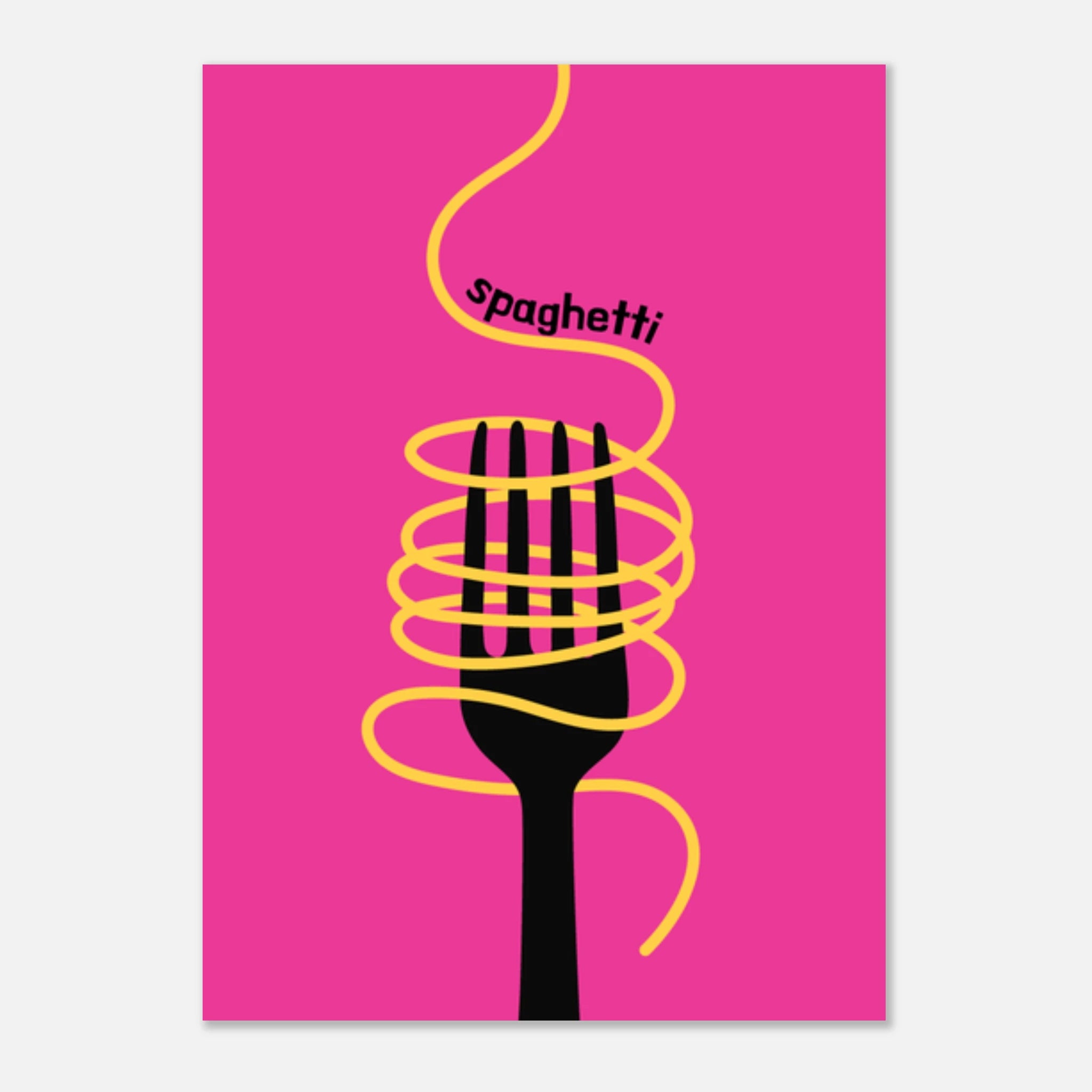 Poster illustrato con spaghetti come icona dello stile di vita italiano