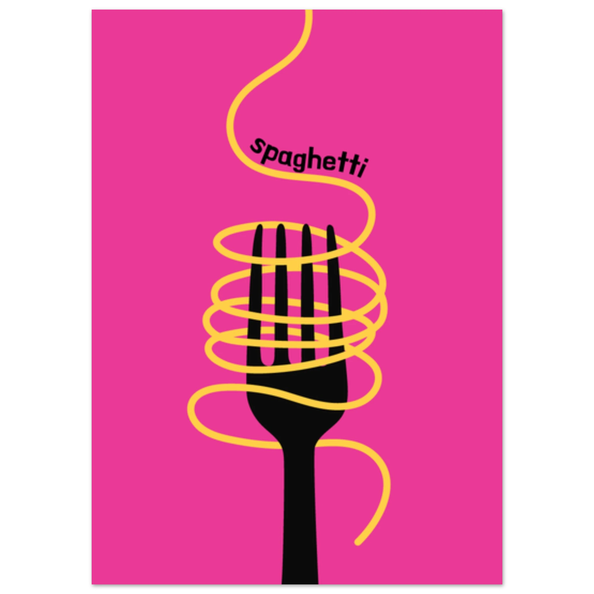 Poster illustrato con spaghetti come icona dello stile di vita italiano