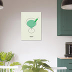Poster minimal Margarita con cocktail verde e oliva, design moderno elegante per pareti e angolo bar
