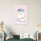 Poster per bambini con lama illustrato e scritta divertente