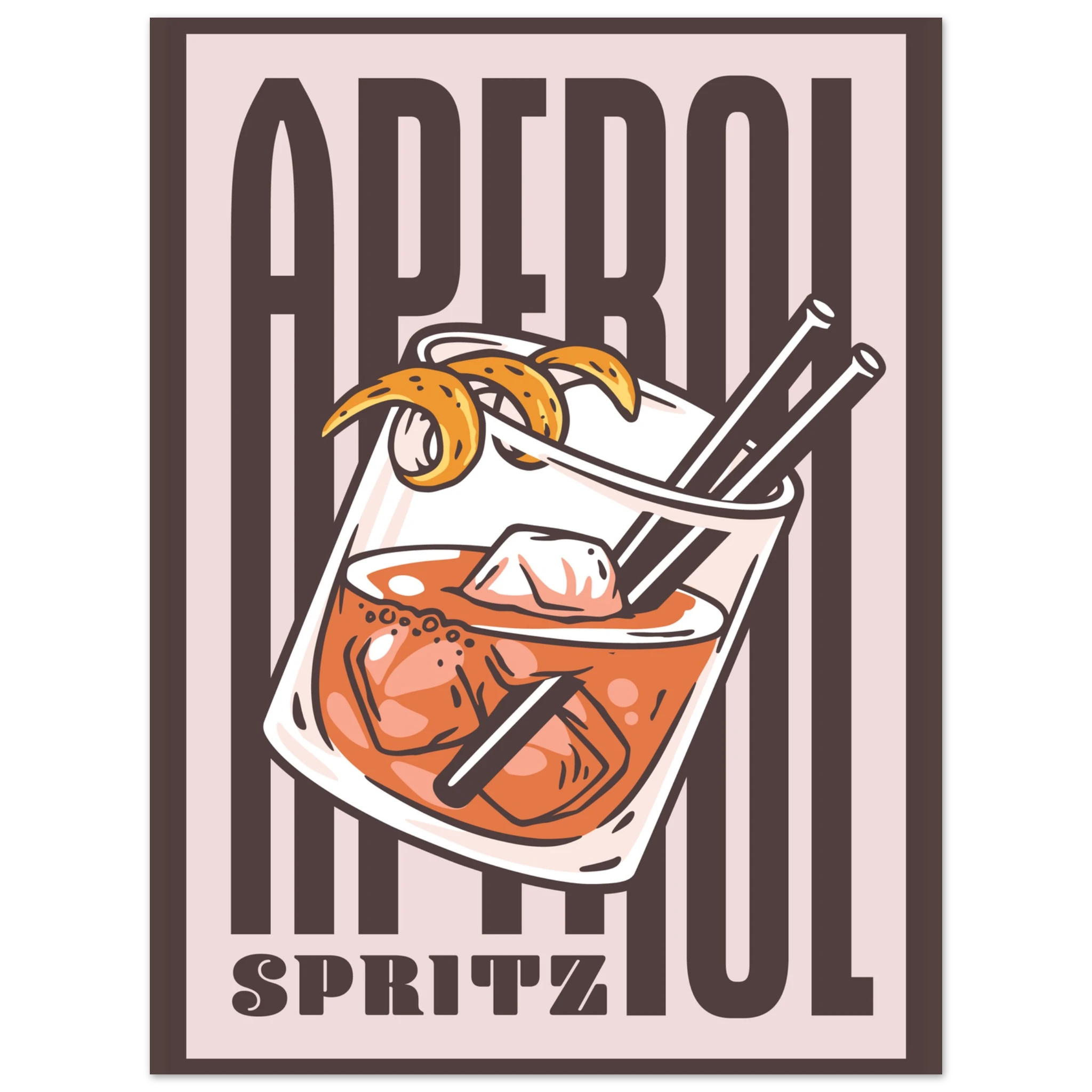 Poster Aperol Spritz vintage con bicchiere cocktail e scritta tipografica, wall art aperitivo italiano