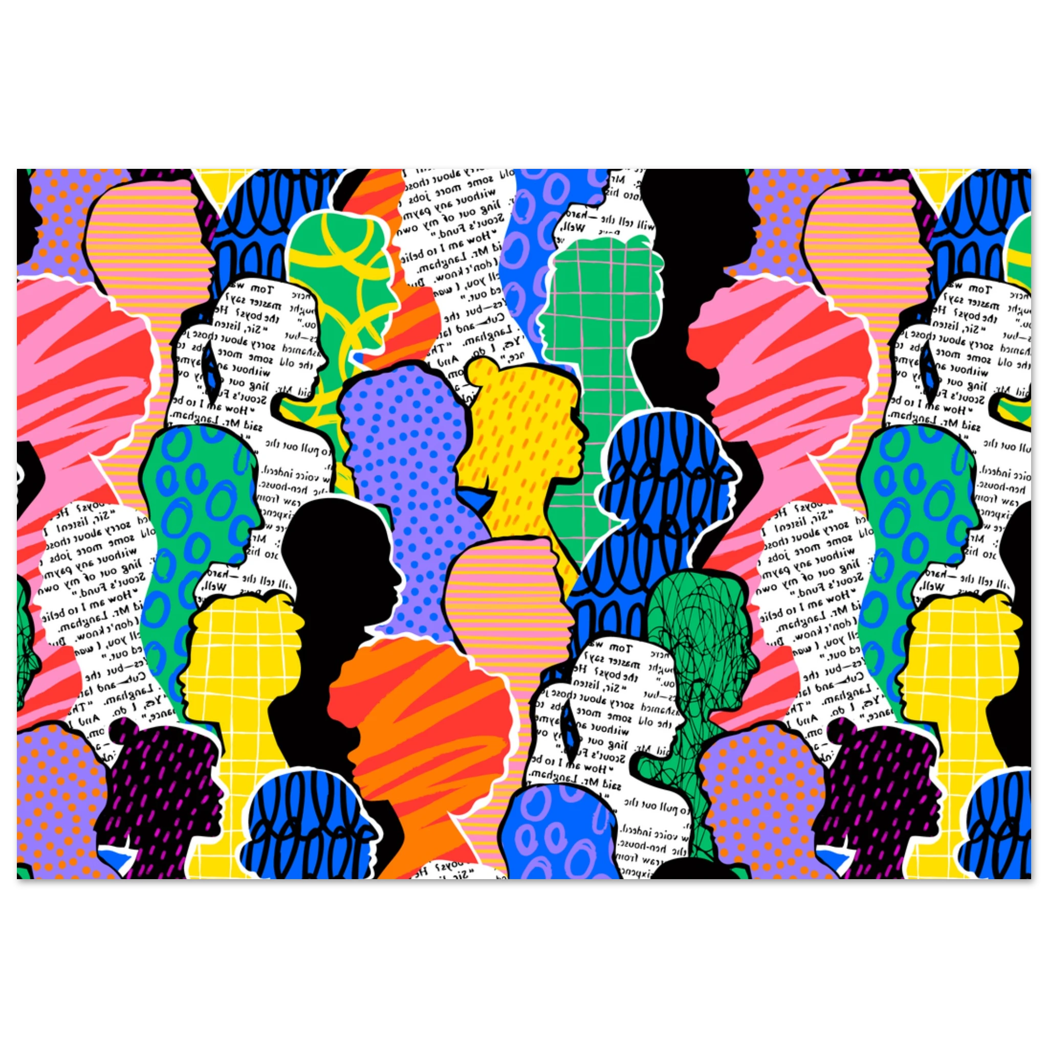 Poster contemporaneo Menti a Colore con volti astratti colorati, arte grafica moderna
