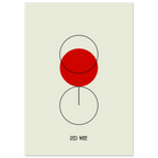 Poster minimal con bicchiere di vino rosso stilizzato, arte contemporanea essenziale, design moderno da parete.
