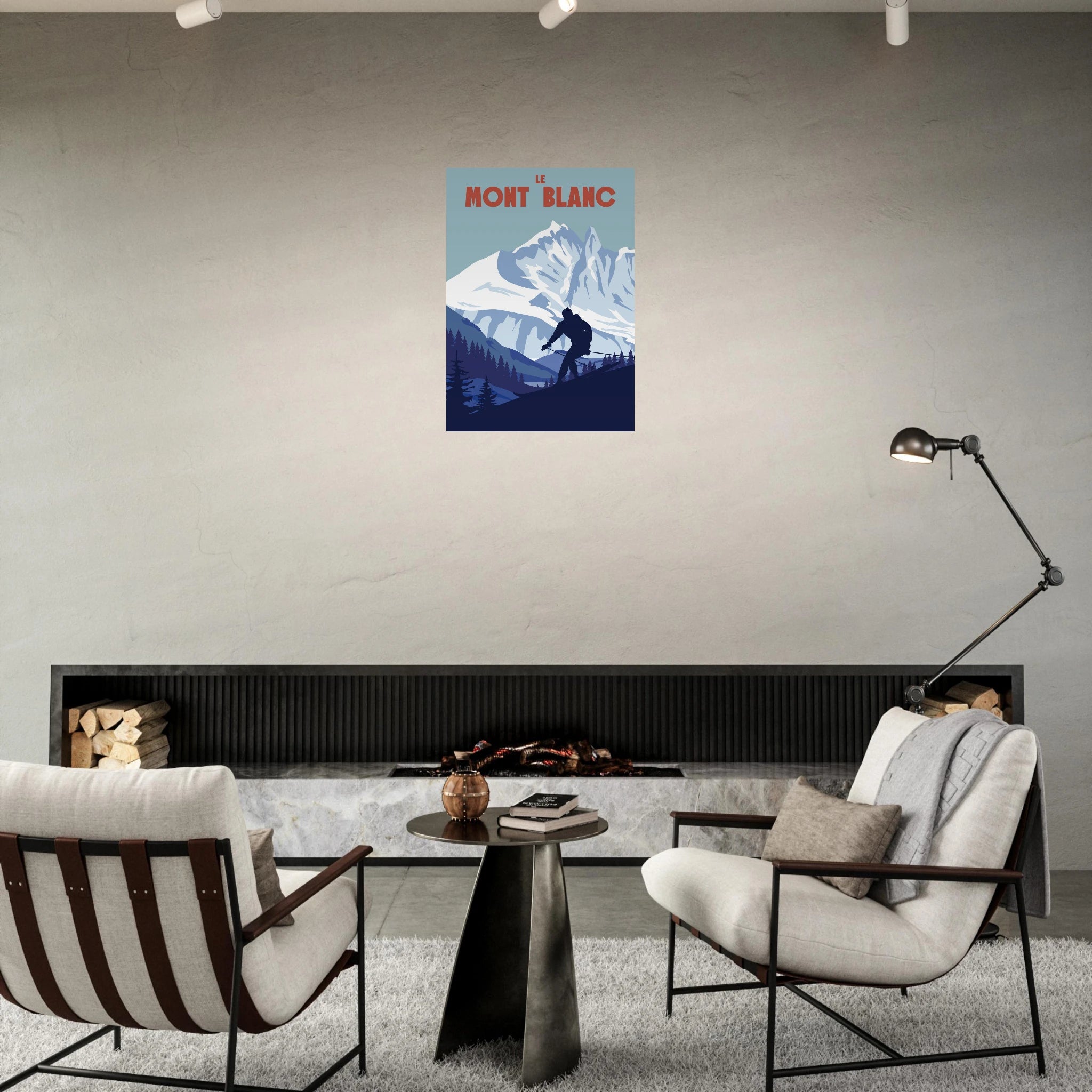 Poster Mont Blanc illustrato in stile vintage, paesaggio alpino