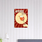 Poster Aperol Spritz vintage pop con raggi rétro e bicchiere cocktail, wall art aperitivo italiano