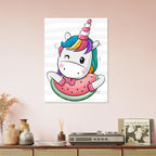Poster illustrato con unicorno colorato per cameretta e nursery bambini