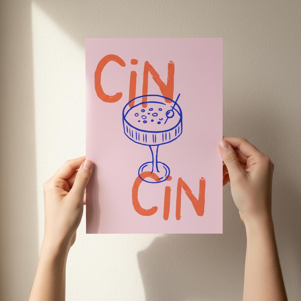 Poster illustrato con brindisi e bicchieri, convivialità all’italiana