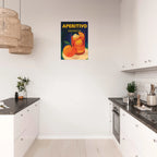 Poster Aperol Spritz in stile manifesto vintage con bicchiere arancione, grafica rétro italiana da parete.