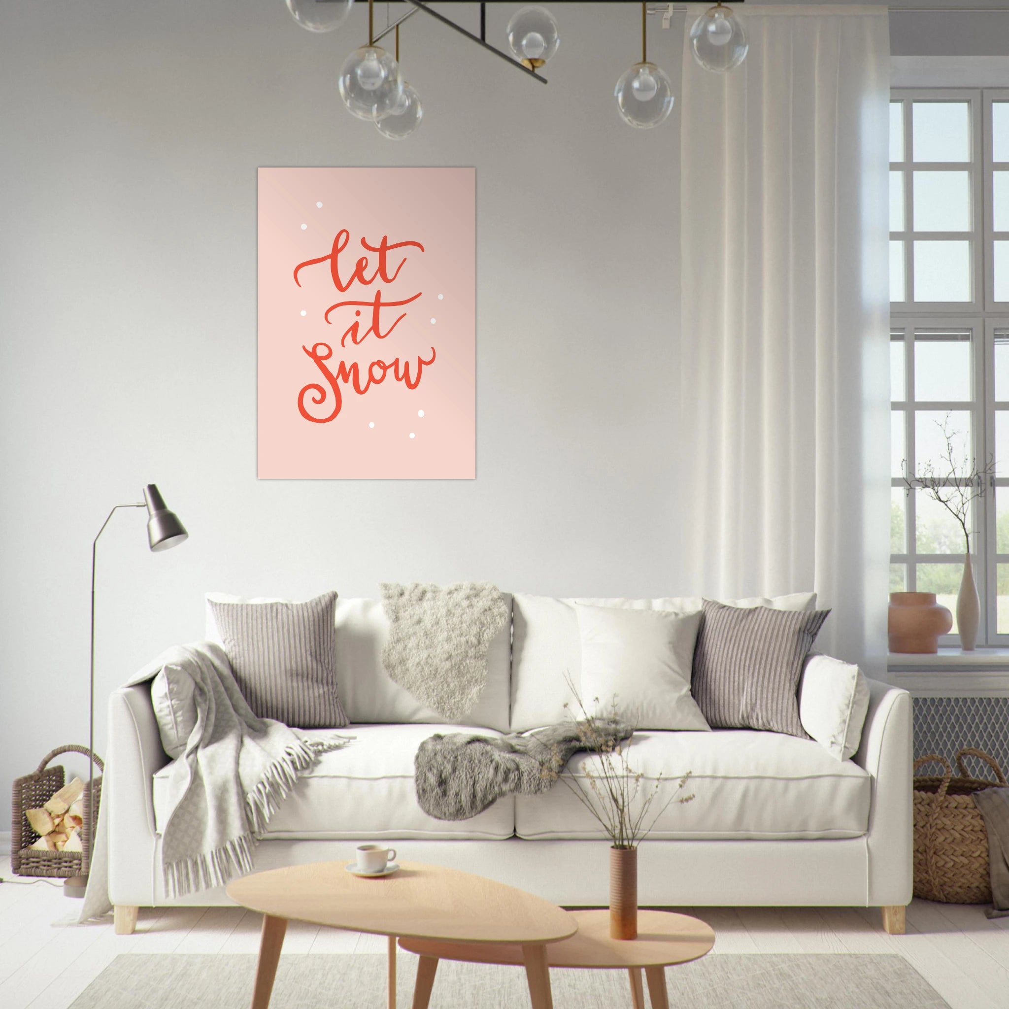 Poster tipografico invernale Let It Snow in stile vintage