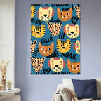 Poster illustrati per cameretta bambini con animali e personaggi colorati