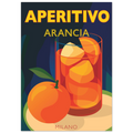Poster Aperol Spritz in stile manifesto vintage con bicchiere arancione, grafica rétro italiana da parete.
