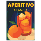 Poster Aperol Spritz in stile manifesto vintage con bicchiere arancione, grafica rétro italiana da parete.