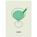 Poster minimal Margarita con cocktail verde e oliva, design moderno elegante per pareti e angolo bar