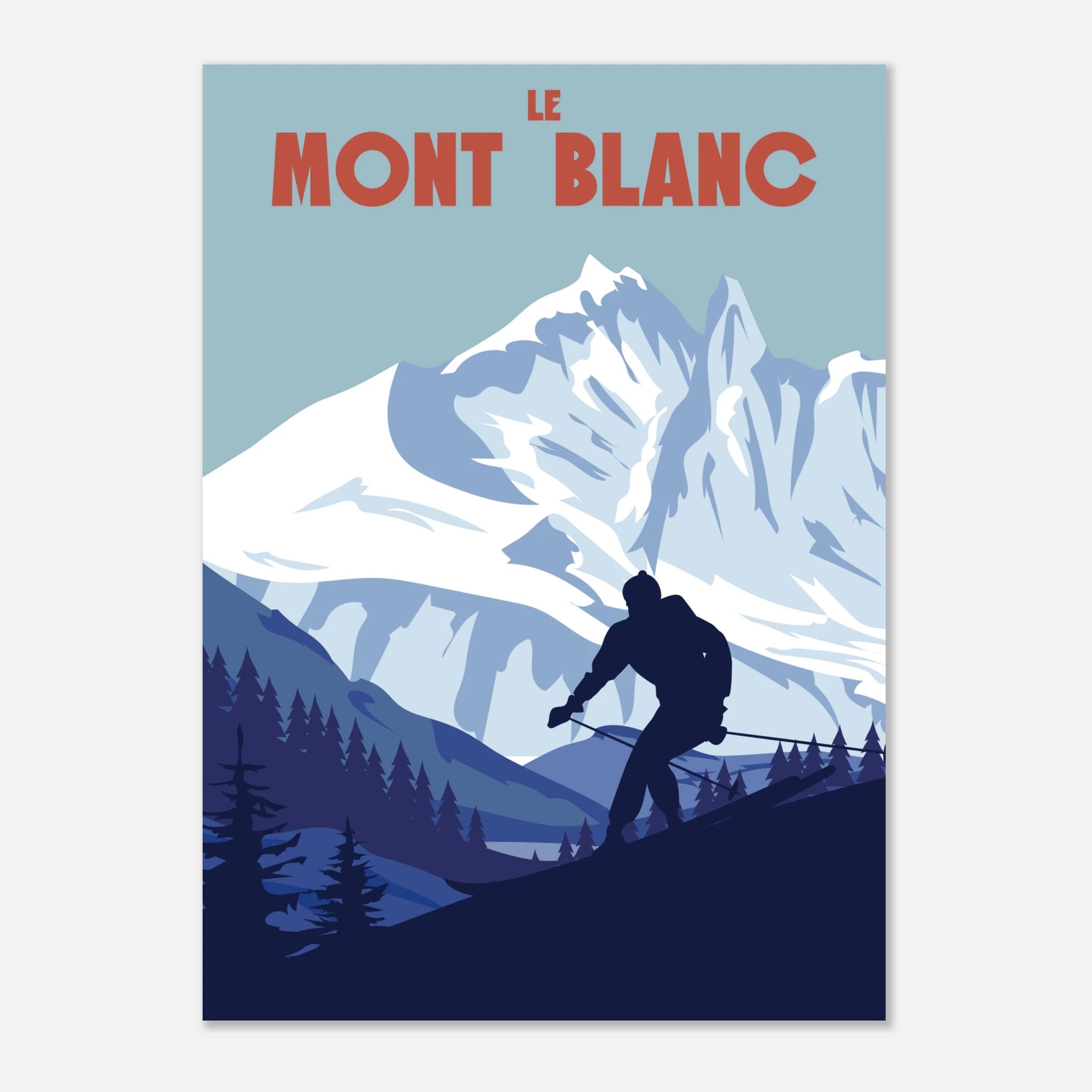 Poster Mont Blanc illustrato in stile vintage, paesaggio alpino