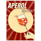 Poster Aperol Spritz vintage pop con raggi rétro e bicchiere cocktail, wall art aperitivo italiano