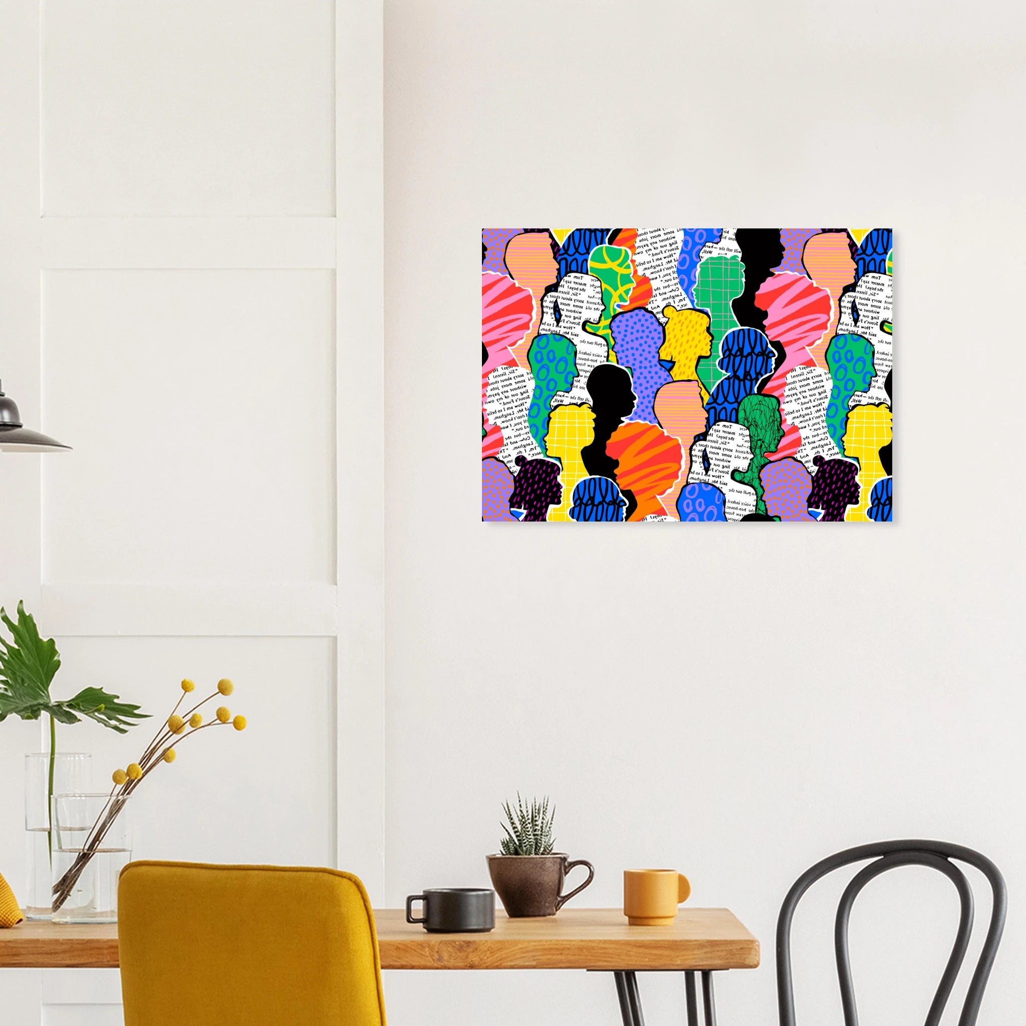 Poster contemporaneo Menti a Colore con volti astratti colorati, arte grafica moderna
