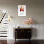 Poster Negroni moderno con bicchiere cocktail e ricetta, stile minimal elegante per angolo bar