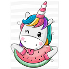 Poster illustrato con unicorno colorato per cameretta e nursery bambini